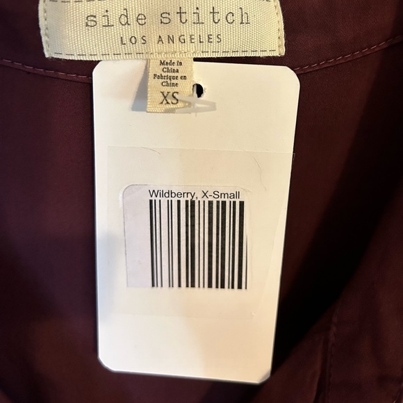 NWT Side Stitch Los Angeles, Burgundy, Button Down Shirt Dress- XS - Picture 7 of 8